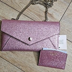 Kate spade glitter should bag with gold chain. Plus card/ID holder.